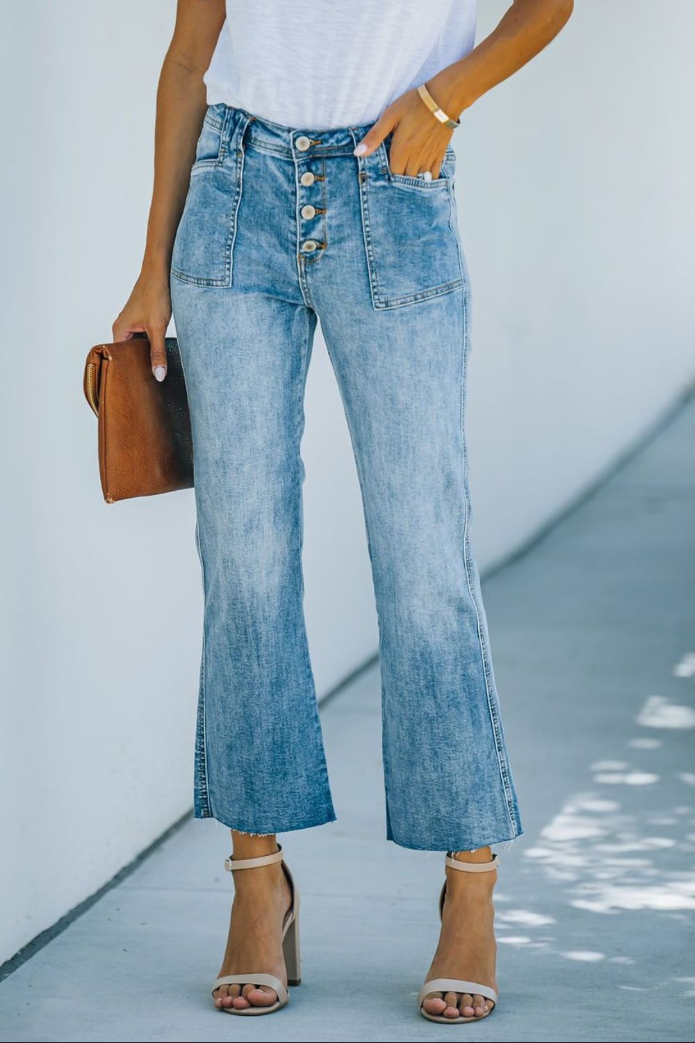 Emilia® | Faded bootcut jeans with pockets