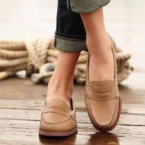 AS | Dámské ležérní byty Oxfords Slip On Round Toe mokasíny