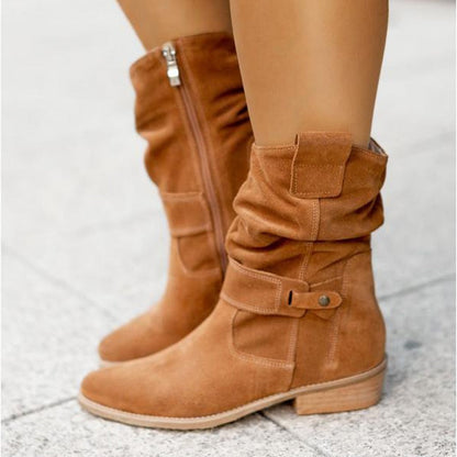 Fabiola® | Suede round toe zip-up boots for women