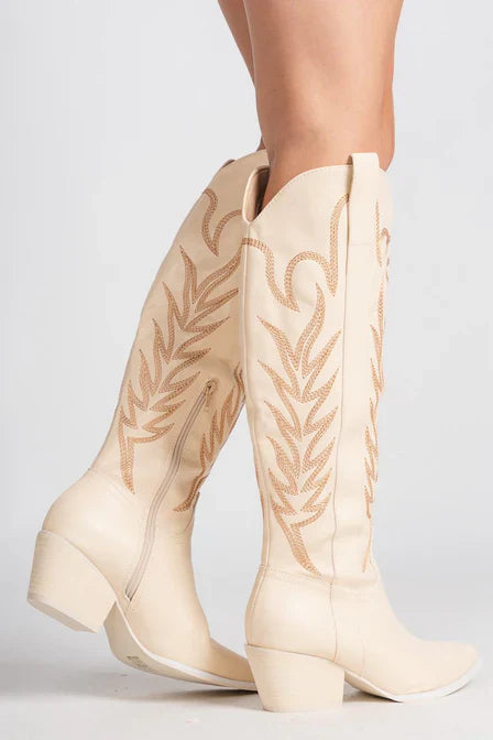Olivia® | Beige cowboy boots