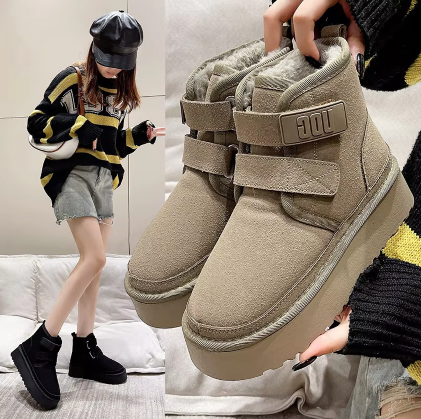 Sara® | Suede plush winter boots