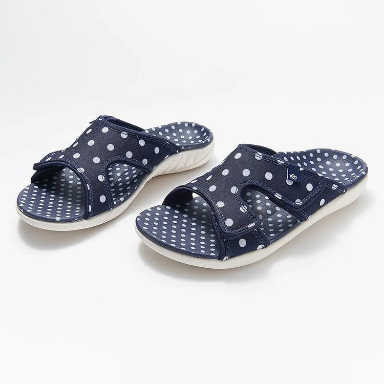 AS | Polka Dot Print Open Toe Hook Loop Ploché sandály