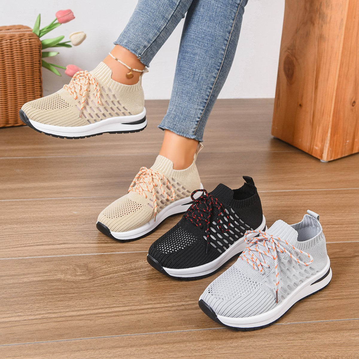 Eleganckie Ortopedyczne Sneakersy z Unikalnym Wzorem