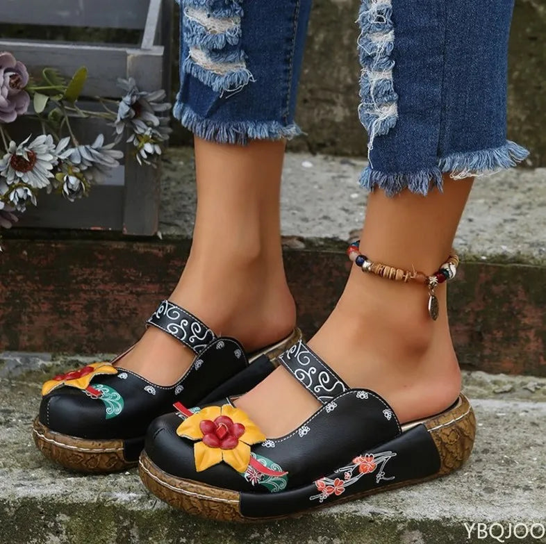 AS | Letní květinový design Wedge Hollow Out boty