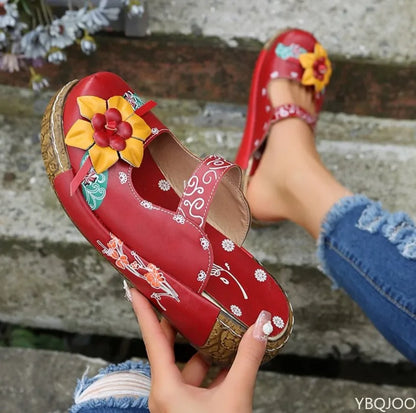 AS | Letní květinový design Wedge Hollow Out boty