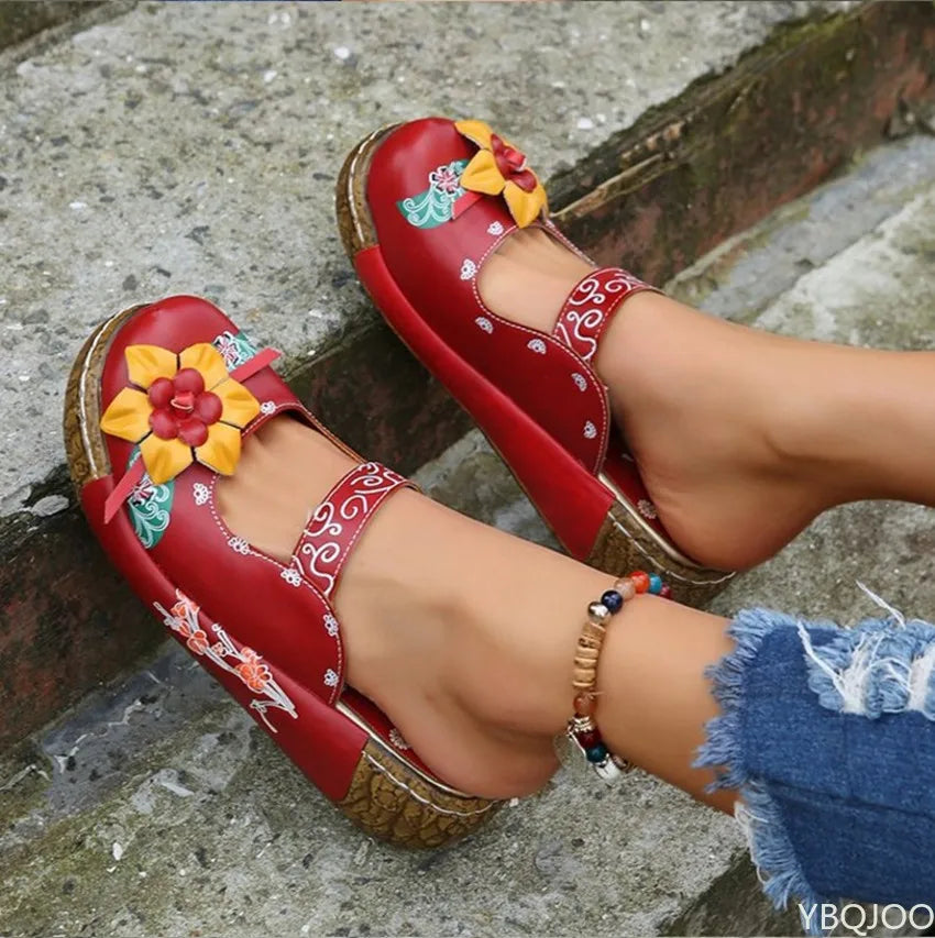 AS | Letní květinový design Wedge Hollow Out boty