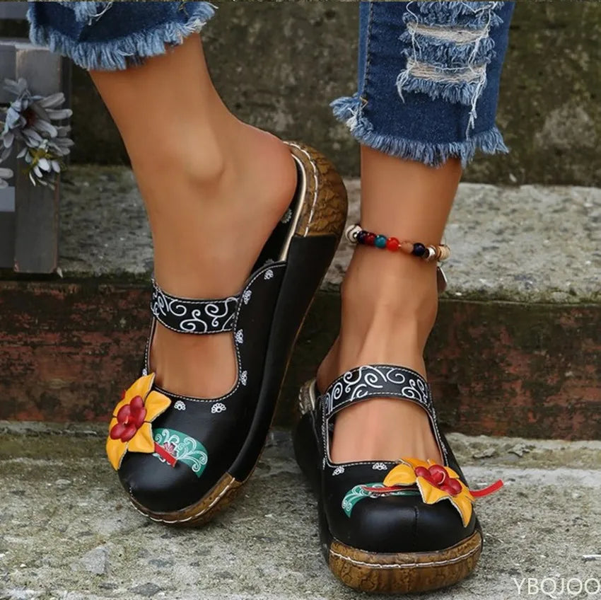 AS | Letní květinový design Wedge Hollow Out boty