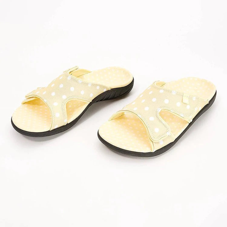 AS | Polka Dot Print Open Toe Hook Loop Ploché sandály